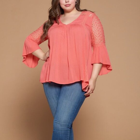 Solid Woven Babydoll Blouse - Picture 2 of 5